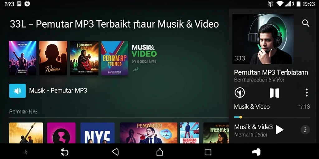 Tampilan antarmuka 33L dengan fitur Pemutar MP3 yang intuitif.