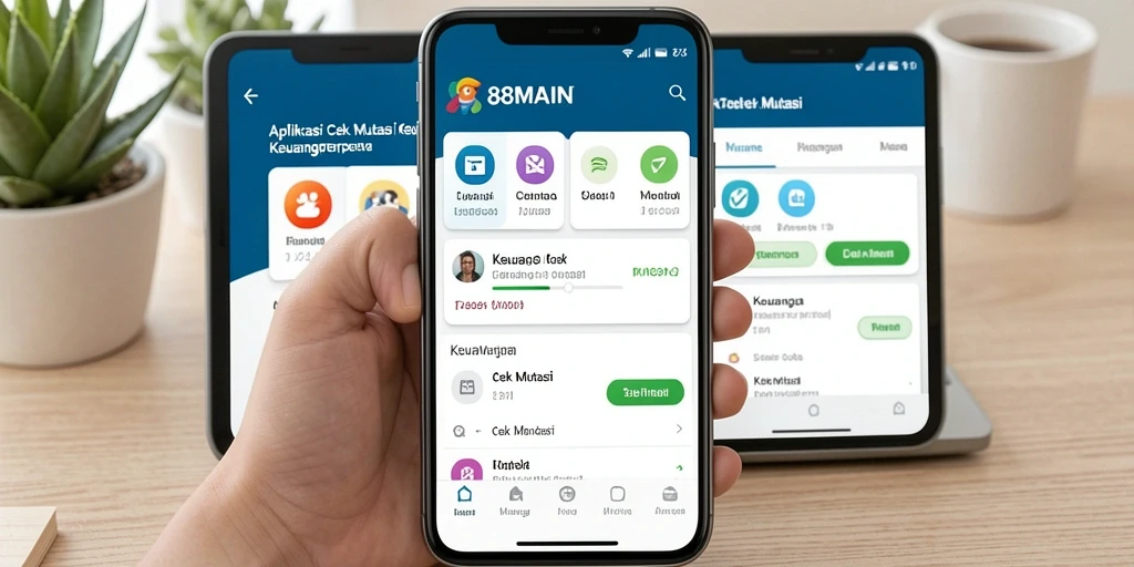Tampilan antarmuka aplikasi Cek Mutasi 88MAIN yang user-friendly.