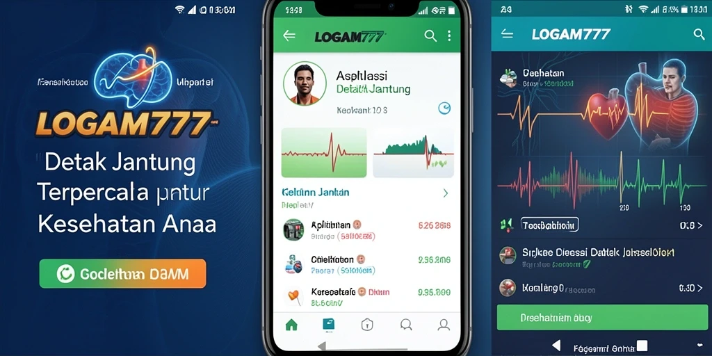 Antarmuka pengguna LOGAM777 yang menampilkan pemantauan detak jantung.
