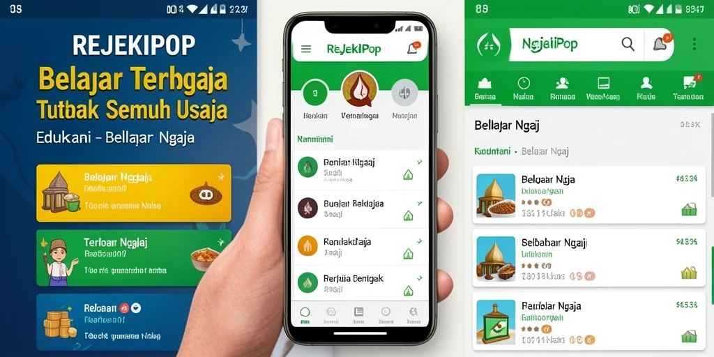 Tampilan antarmuka aplikasi REJEKIPOP untuk belajar ngaji yang interaktif dan menarik.