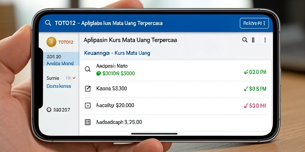 Tampilan antarmuka pengguna TOTO12 untuk memantau Kurs Mata Uang.